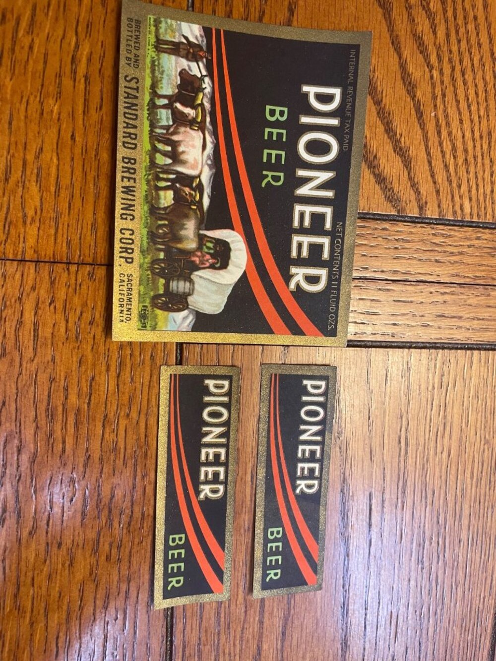 Vintage Pioneer Beer Labels Set Of 3 By Standard Brewing Corp Sacramento CA Retr